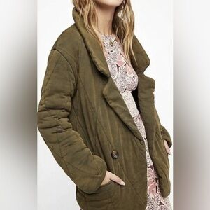 Free People Tawny Puffer Pillow Quilted Olive Green‎ Jacket